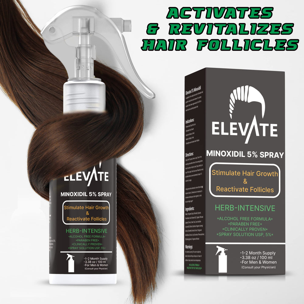 Elevate Pro-Vitamin B5 and Nutmeg packaging suggests protein support for hair vitality.