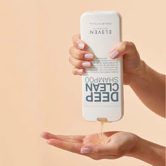 ELEVEN AUSTRALIA Deep Clean shampoo ingredients close-up highlights orange oil and green tea.