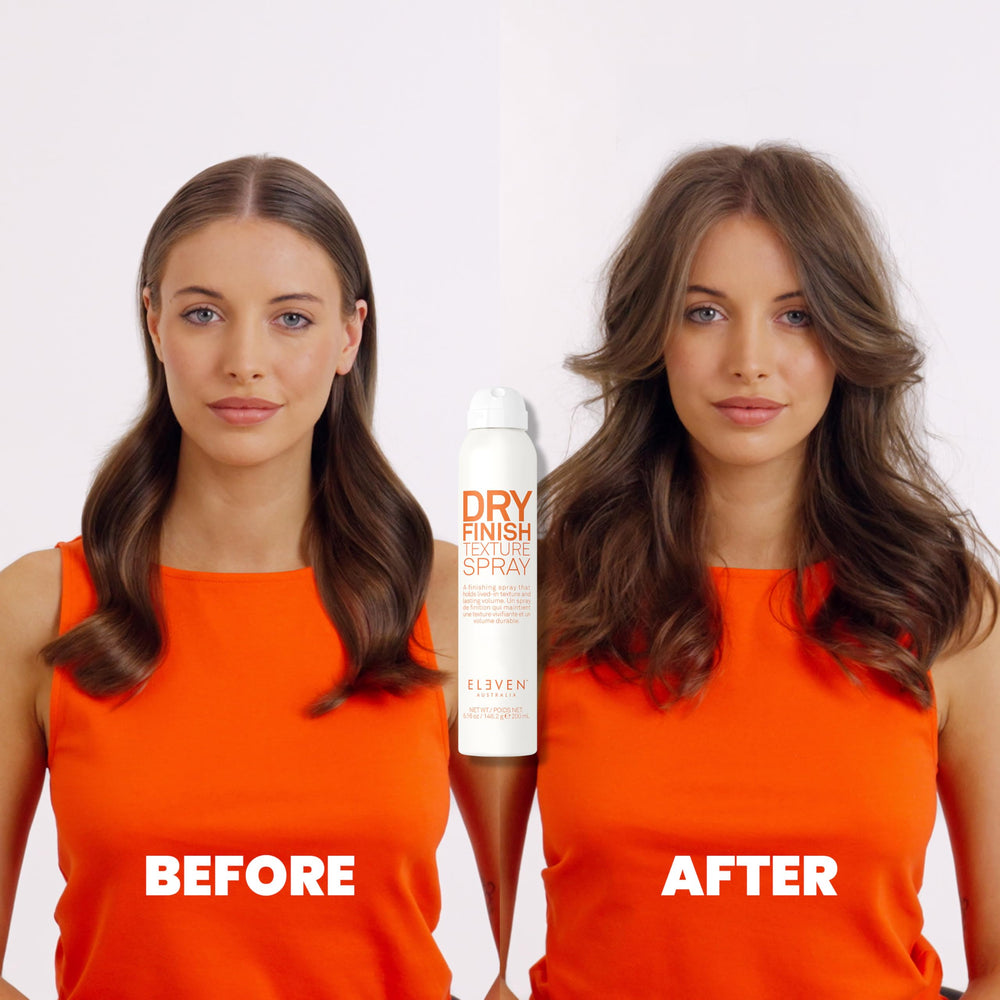 ELEVEN AUSTRALIA Dry Finish Texture Spray application showing easy root lift and texture.