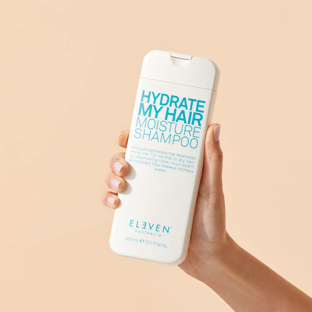 ELEVEN AUSTRALIA Hydrate My Hair Shampoo finished result shows hydrated, shiny strands