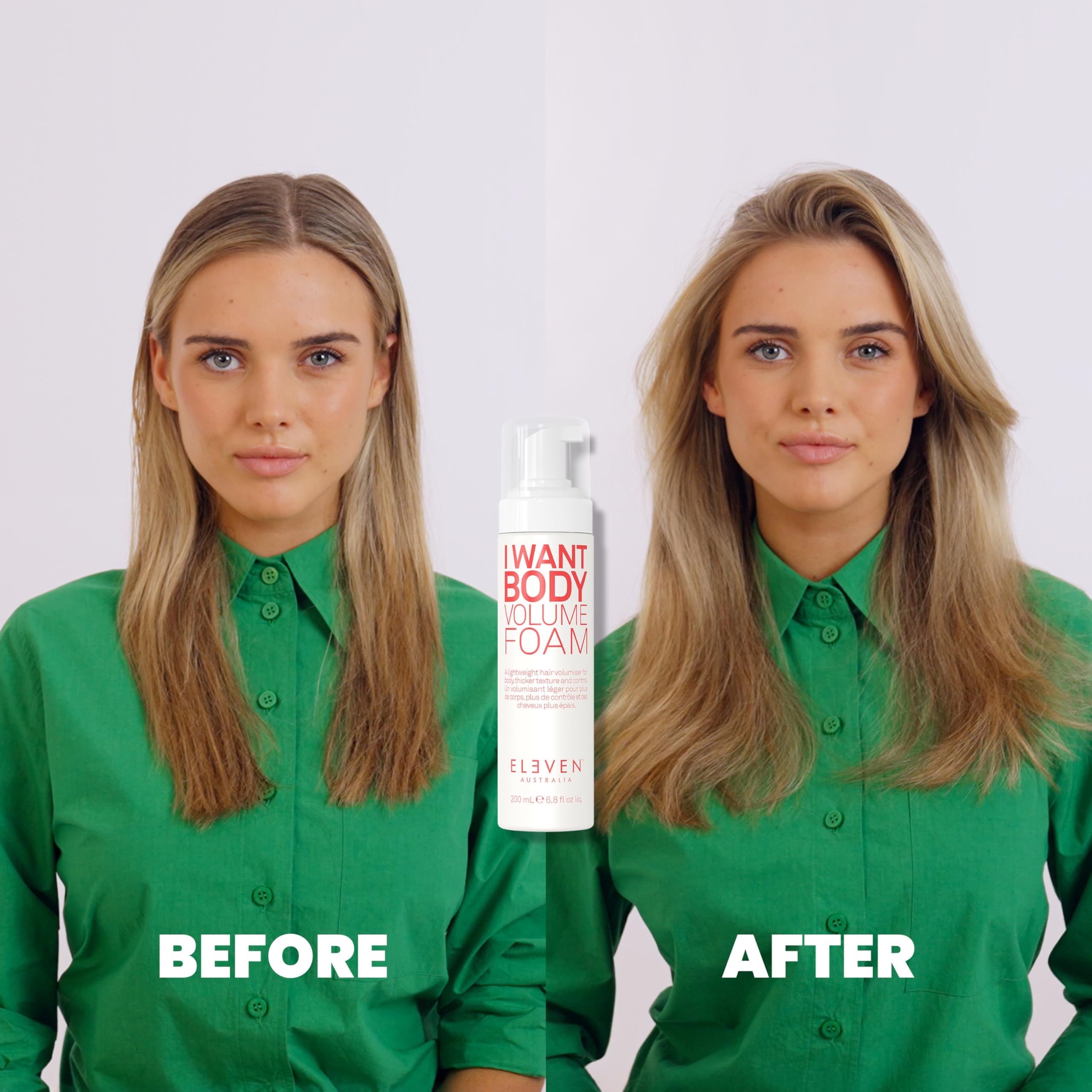 ELEVEN AUSTRALIA I Want Body Volume Foam pump shows controlled dispersion for easier styling