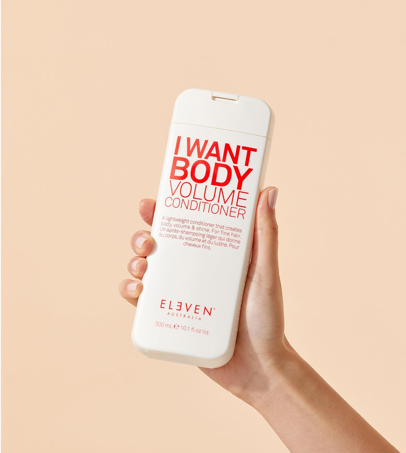 ELEVEN AUSTRALIA I Want Body Volume hair after use displays lifted roots and hydrated ends.