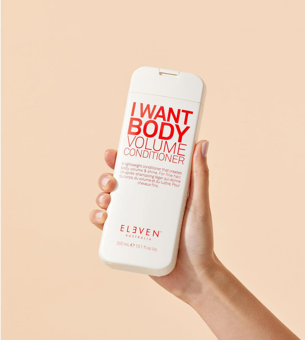ELEVEN AUSTRALIA I Want Body Volume hair after use displays lifted roots and hydrated ends.