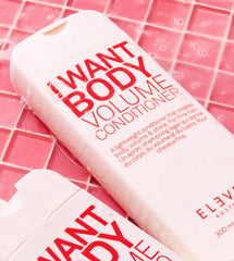 ELEVEN AUSTRALIA I Want Body Volume ingredients photo emphasizes a protein blend for thickness and hydration.