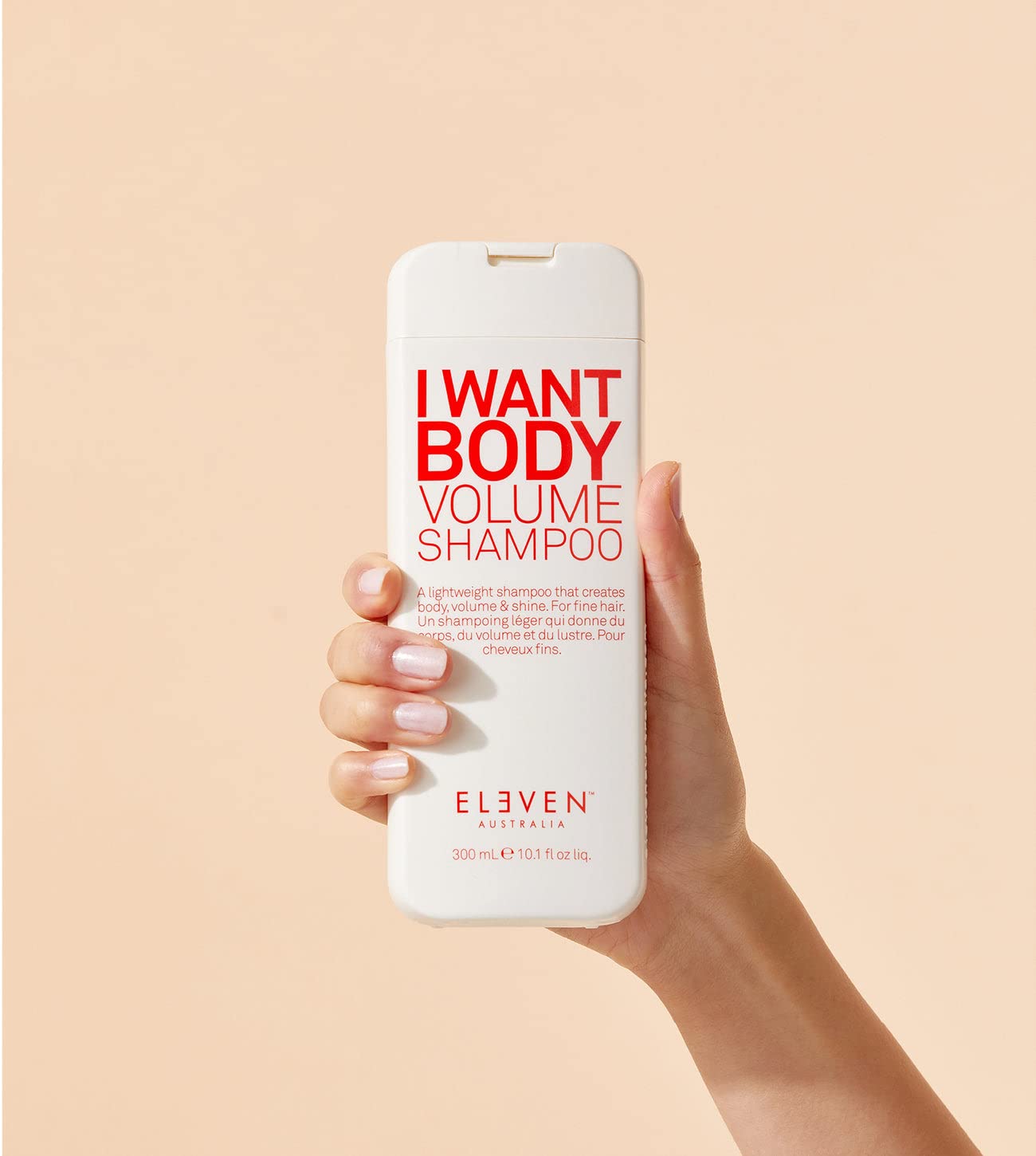 ELEVEN AUSTRALIA I Want Body Volume Shampoo pump dispenser enabling easy, mess-free application for volume.