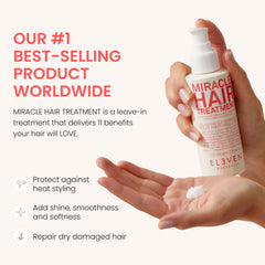 ELEVEN AUSTRALIA Miracle Leave In being dispensed for smooth detangling prep.