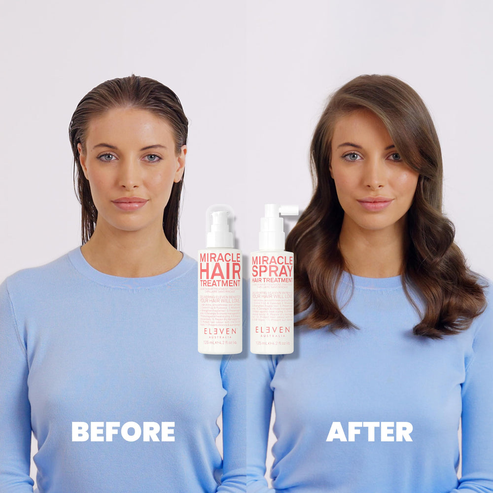 ELEVEN AUSTRALIA Miracle Leave In heat protection demonstration for styling
