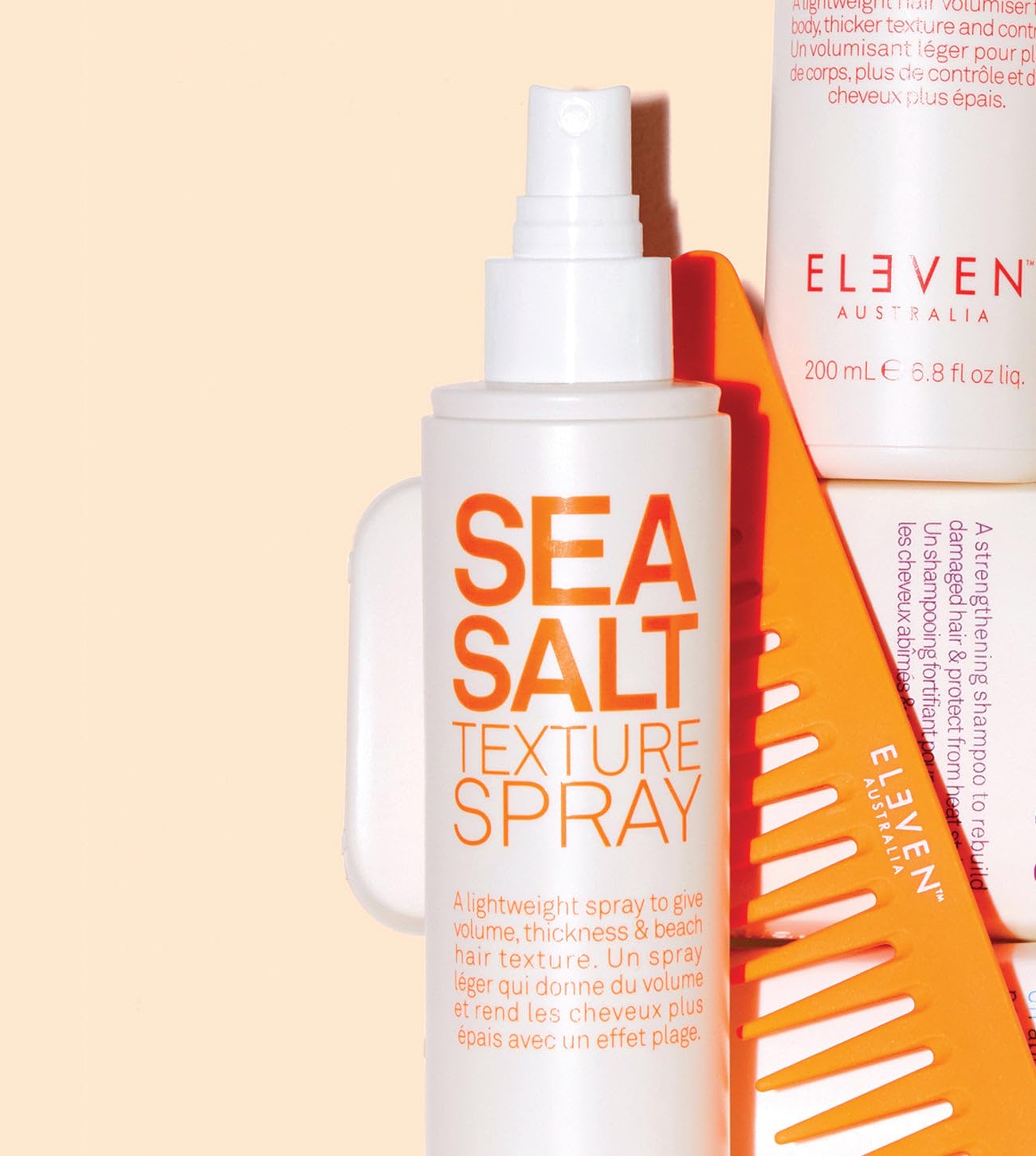 ELEVEN AUSTRALIA Sea Salt Texture Spray packaging highlights premium design and lightweight formula.