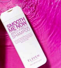 Routine-application image of ELEVEN AUSTRALIA Smooth Me Now shampoo, easy daily anti-frizz care