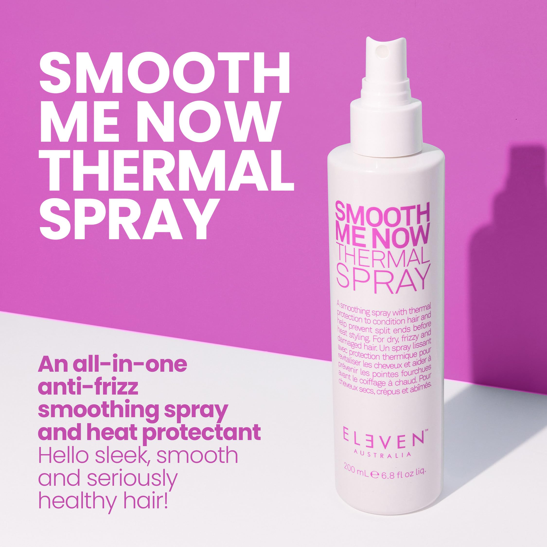 ELEVEN AUSTRALIA Smooth Me Now mist on hair delivers frizz control for a sleek look