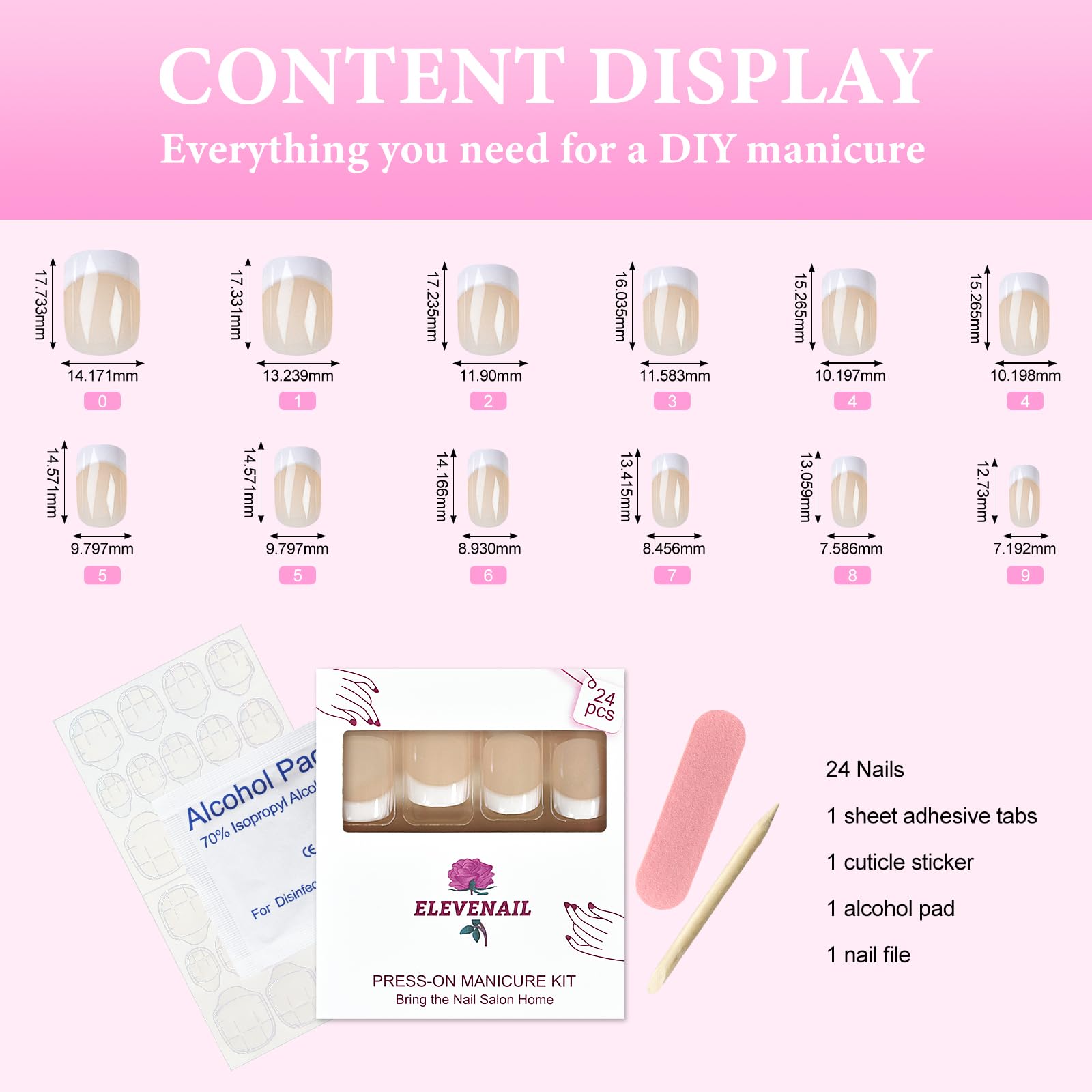 Elevenail 24-piece kit with stickers enabling convenient DIY manicures