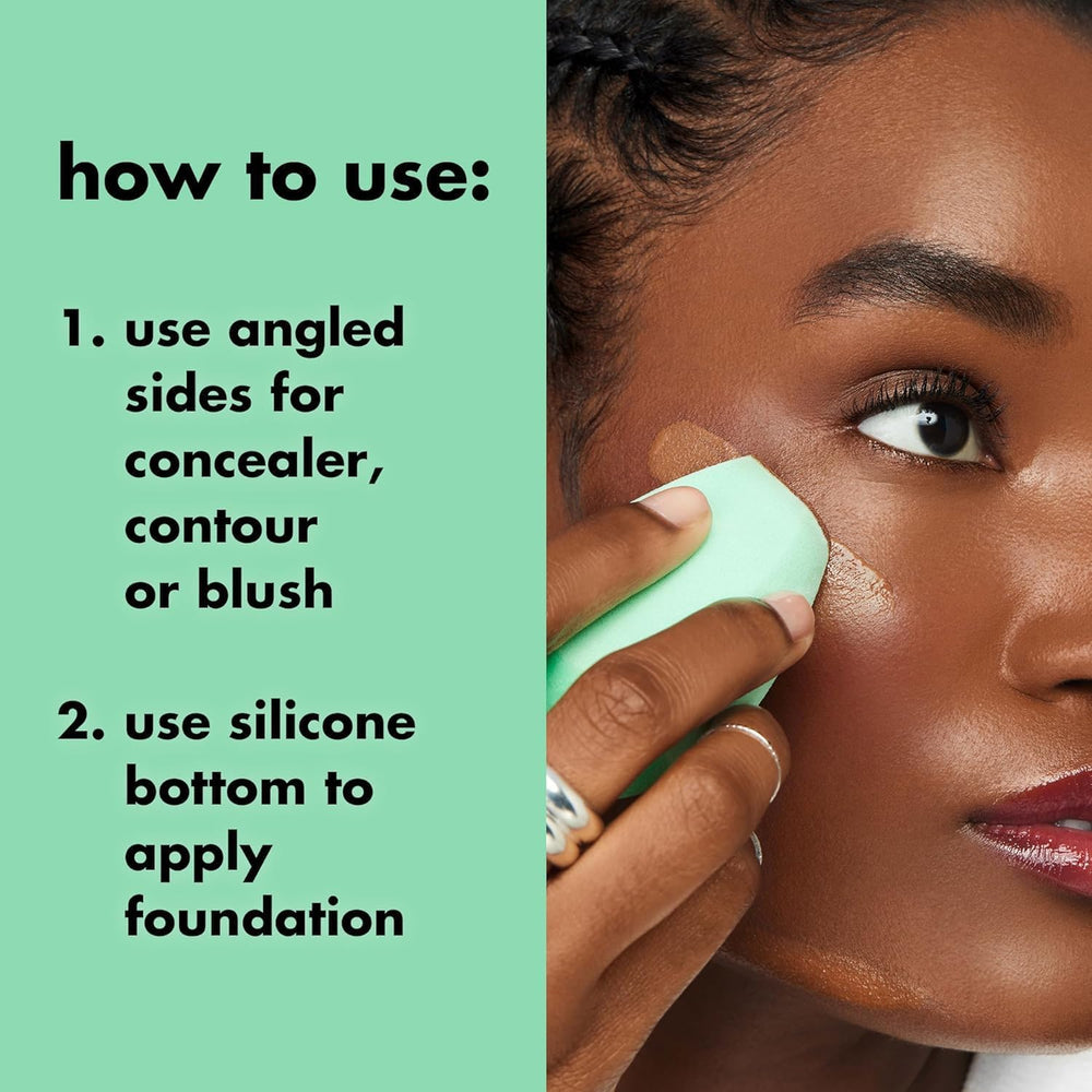 e.l.f. angled silicone face sponge concealer edge hugs curves for precise coverage.