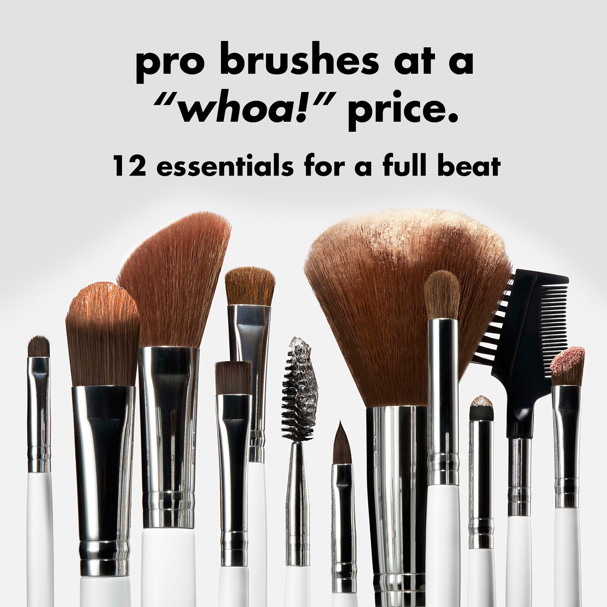 e.l.f. brush set ergonomic grip close-up for comfortable all-day application.