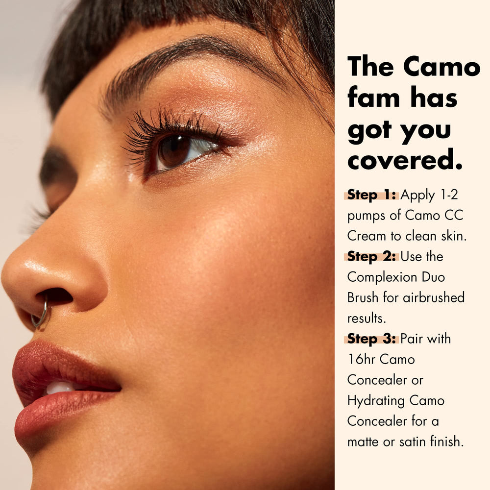 e.l.f. Camo CC Cream packaging open showing compact with complexion brush compatibility.