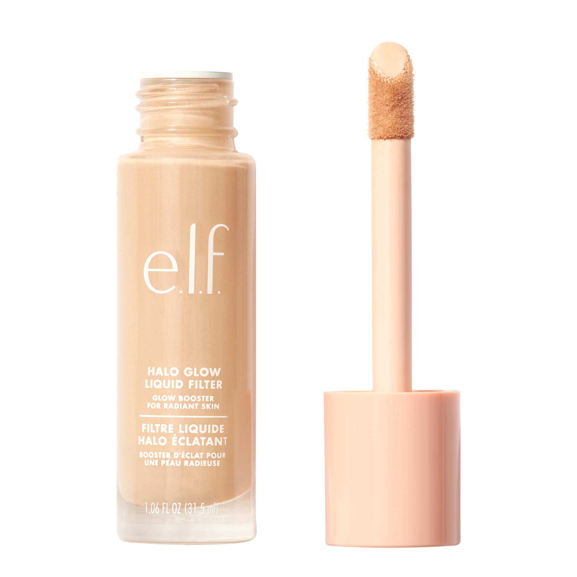 e.l.f. Halo Glow Liquid Filter bottle closeup for radiant, dewy skin.