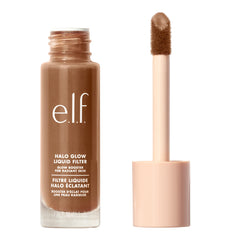 e.l.f. Halo Glow Liquid Filter bottle closeup promotes radiant, dewy skin