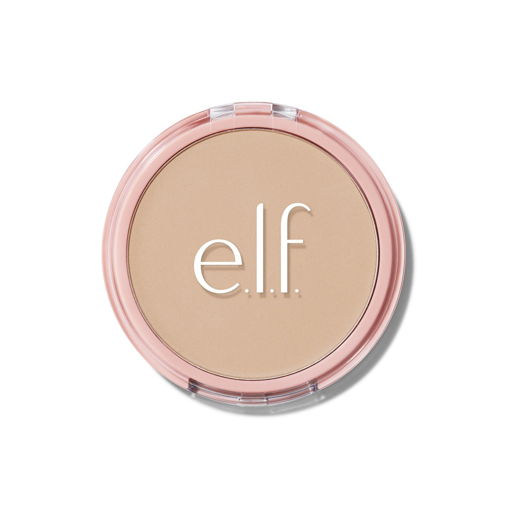 e.l.f. Halo Glow Powder compact closeup showing ultra-fine finish for soft-focus pores.