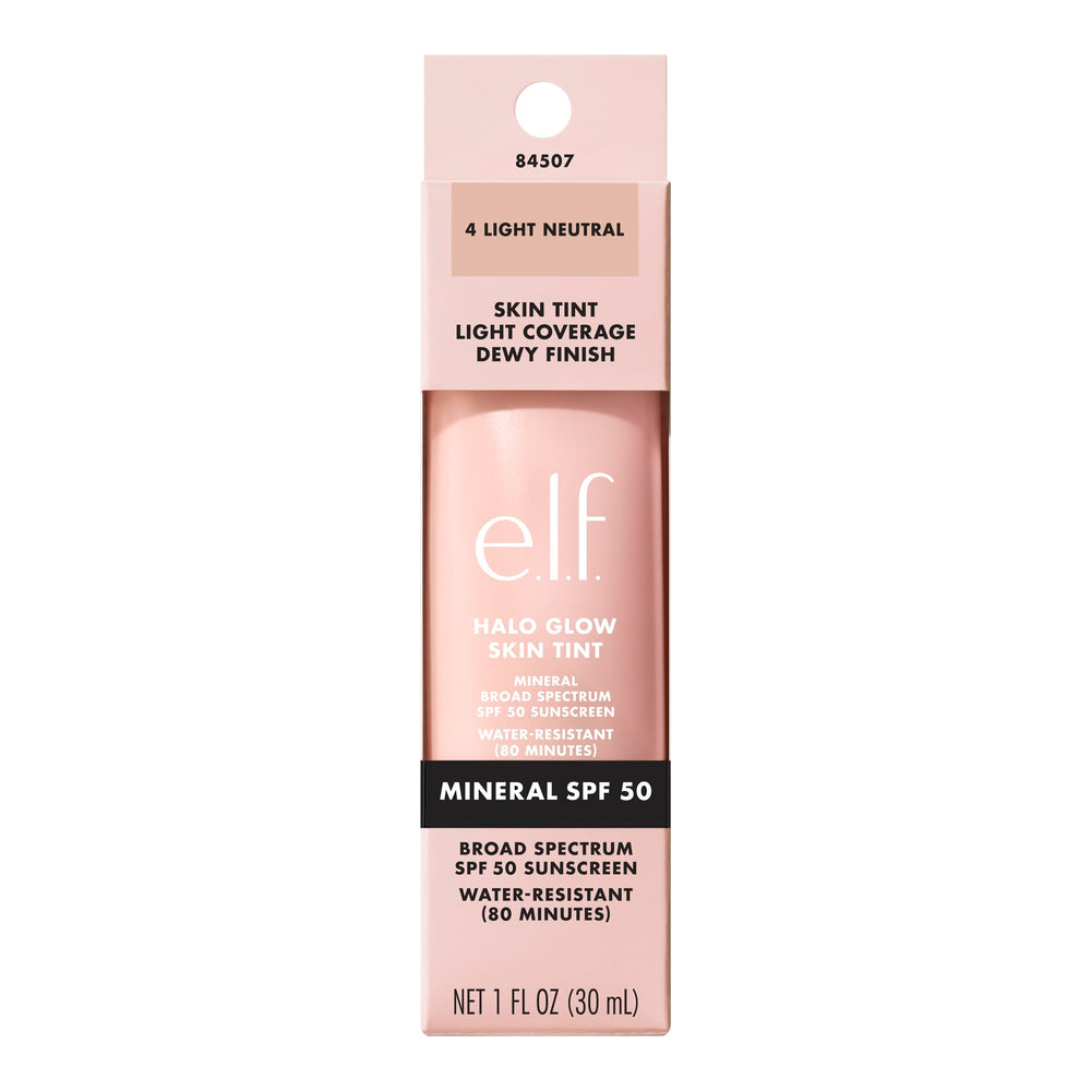 Mineral SPF 50 label on Halo Glow Skin Tint highlighting zinc oxide