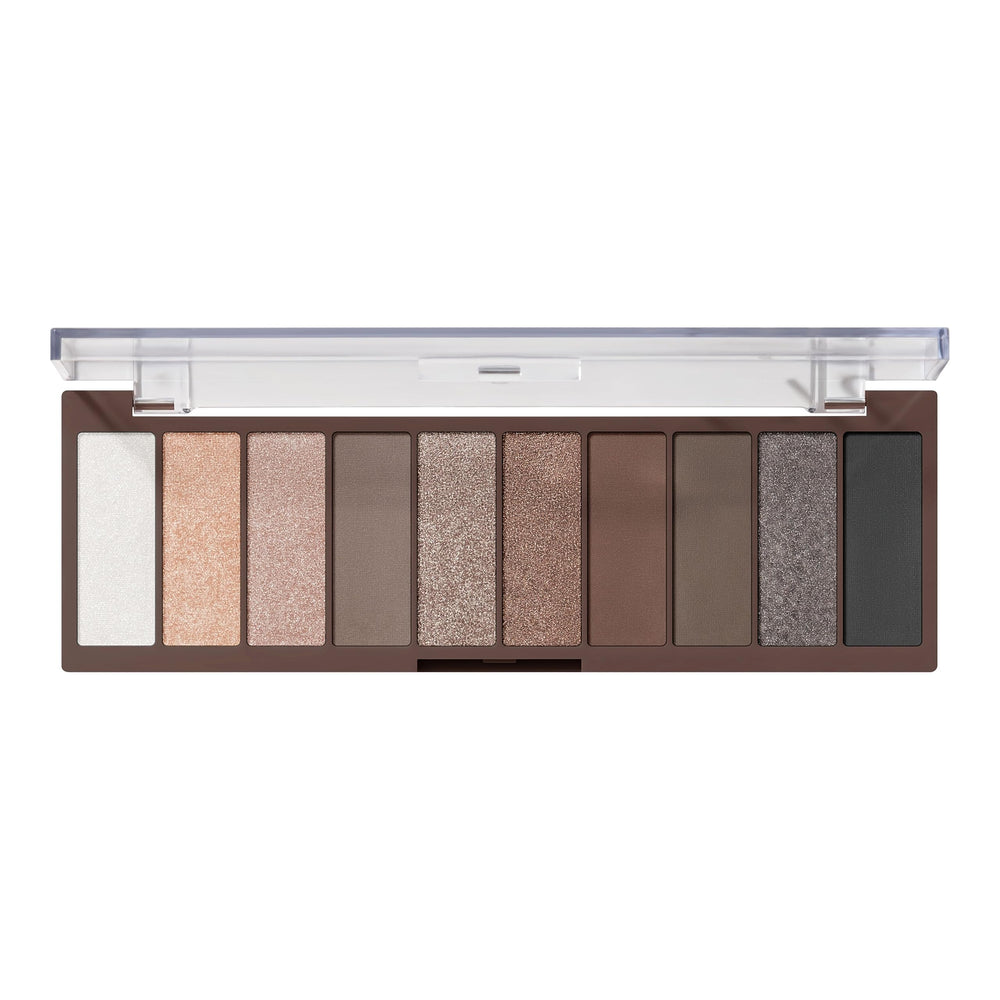 e.l.f. Perfect 10 eyeshadow palette close-up of ten shades for versatile day-to-night looks