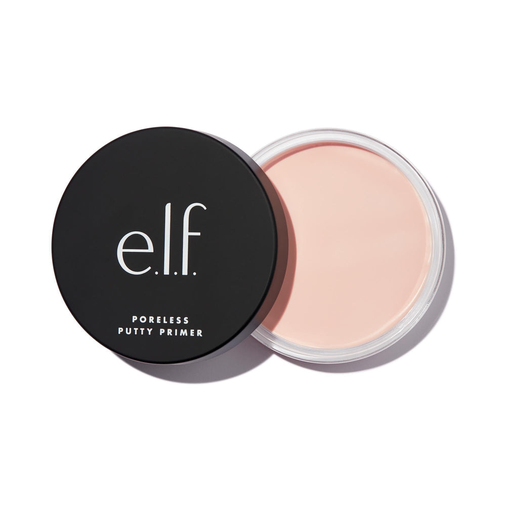 e.l.f. Poreless Primer bottle closeup highlights pore-minimizing, smooth-skin base.
