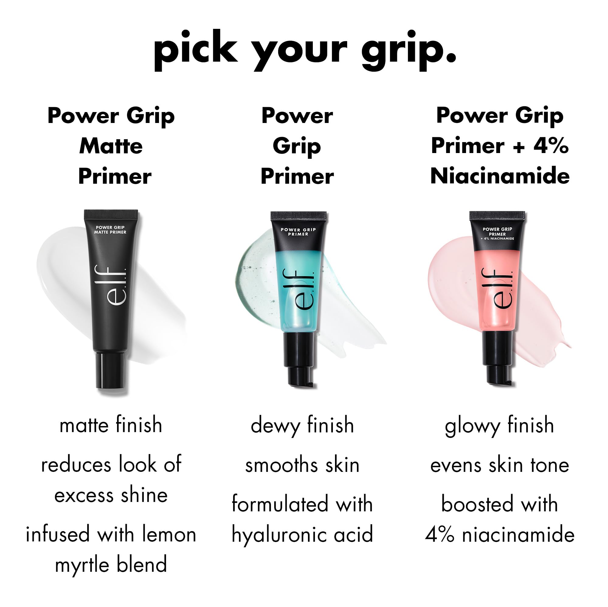 e.l.f. Power Grip primer on face before makeup for extended wear grip.
