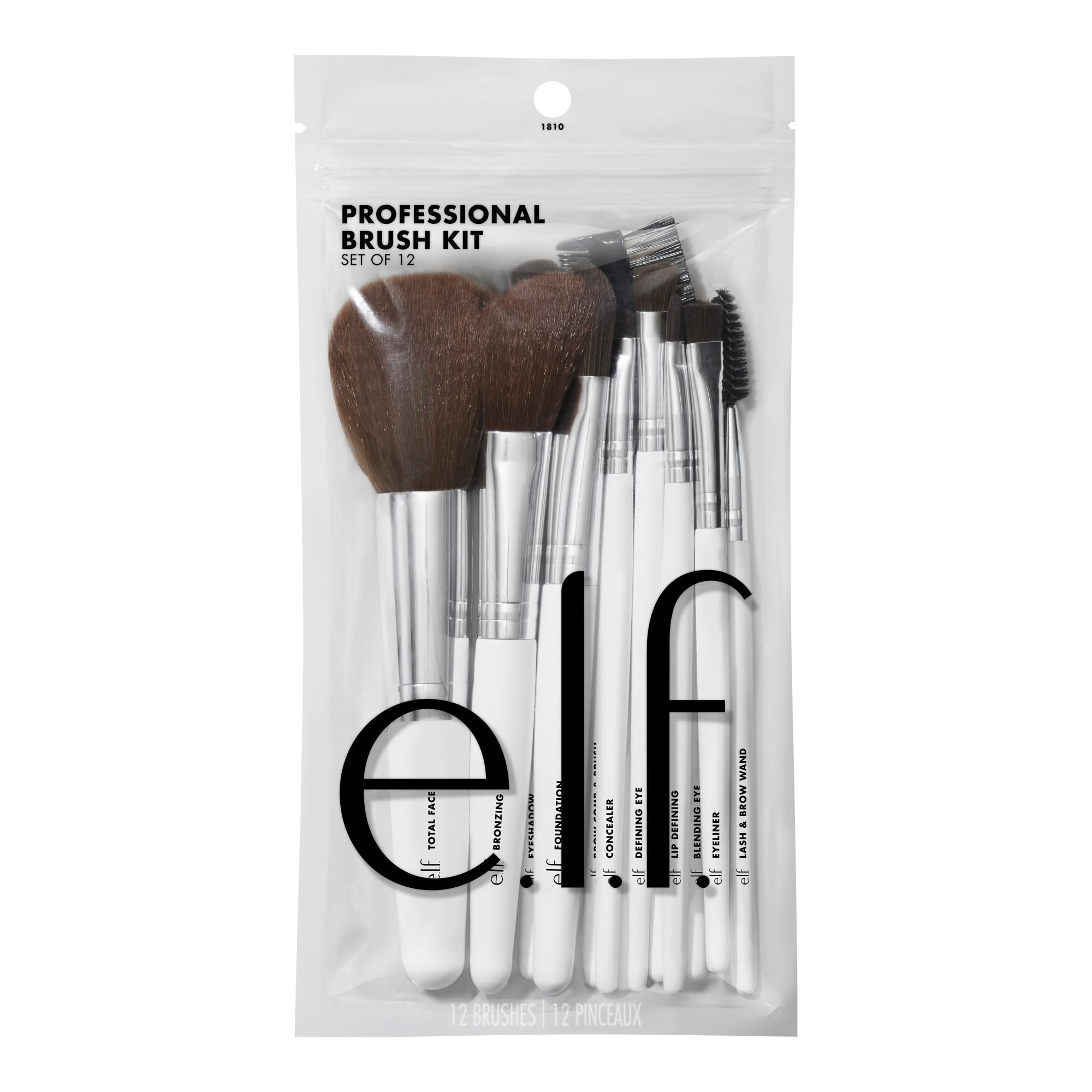 e.l.f. professional 12-piece brush set, versatile tools for full-face blending and definition.