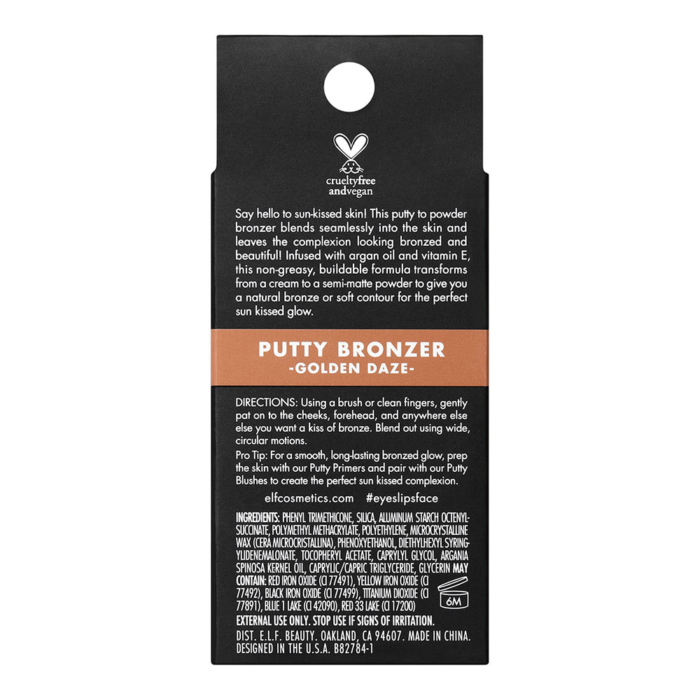 e.l.f. Putty Bronzer Golden Daze close-up highlights rich pigment.