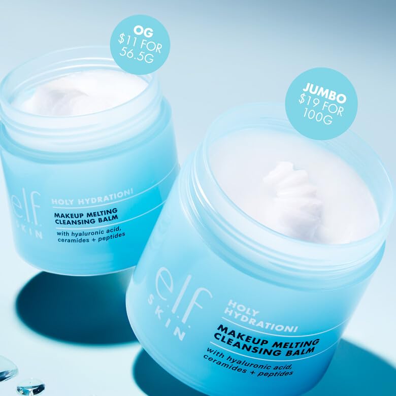 e.l.f. SKIN Holy Hydration balm applied to face demonstrates gentle cleansing.