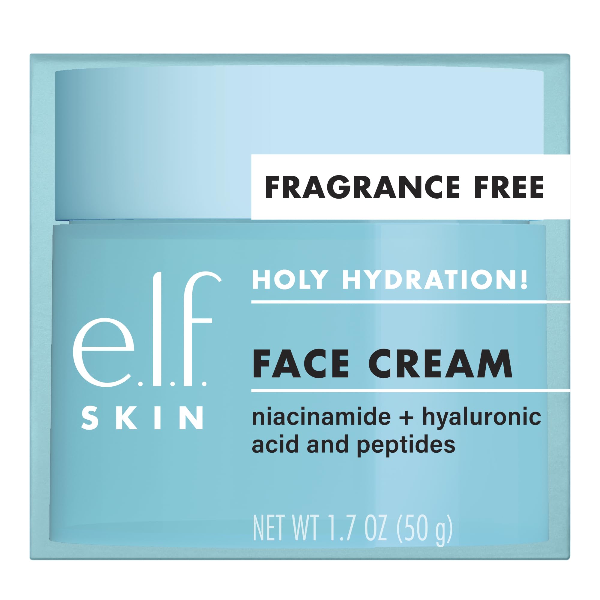 e.l.f. SKIN Holy Hydration fragrance-free label – ideal for fragrance-sensitive routines.