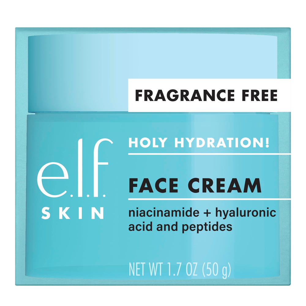e.l.f. SKIN Holy Hydration fragrance-free label – ideal for fragrance-sensitive routines.