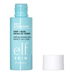e.l.f. Skin Holy Hydration Keep Your Balance Toner Mini application scene highlights quick toning after cleansing