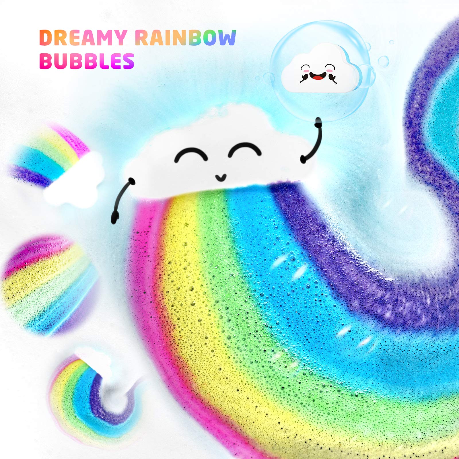 Elfinbay Rainbow Bath Bombs with surprise colors inside for playful bath time