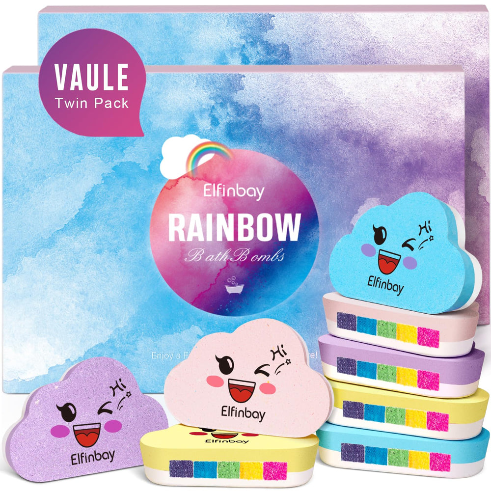 Elfinbay Rainbow Cloud Bath Bomb fizz creates a vivid rainbow for kid-friendly bath time fun.