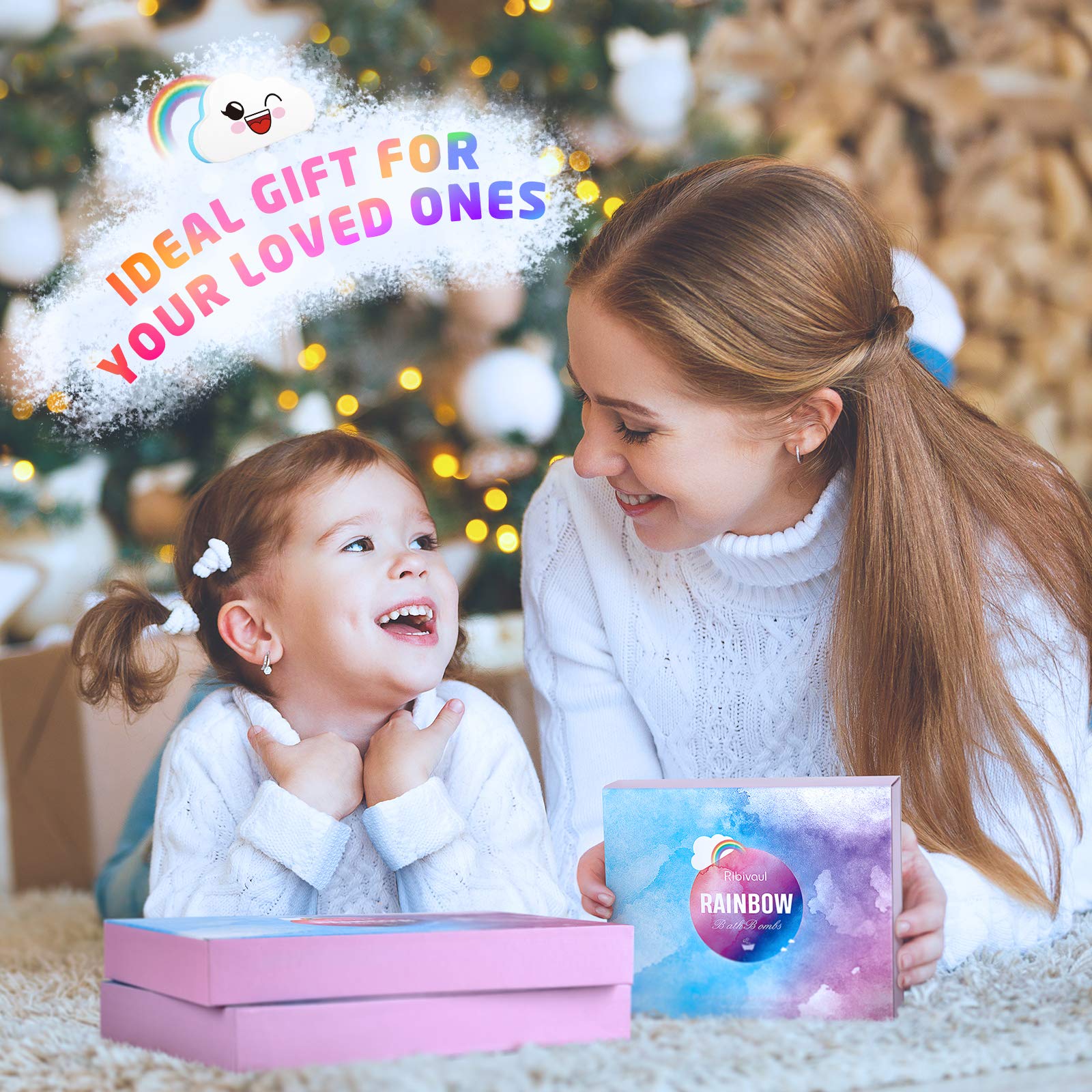 Elfinbay Rainbow Cloud Bath Bomb gift-ready packaging makes holidays and birthdays special.