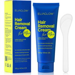 ELIAGLOW intimate-use hair removal cream bottle demonstrates gentle, pain-free results for delicate areas.