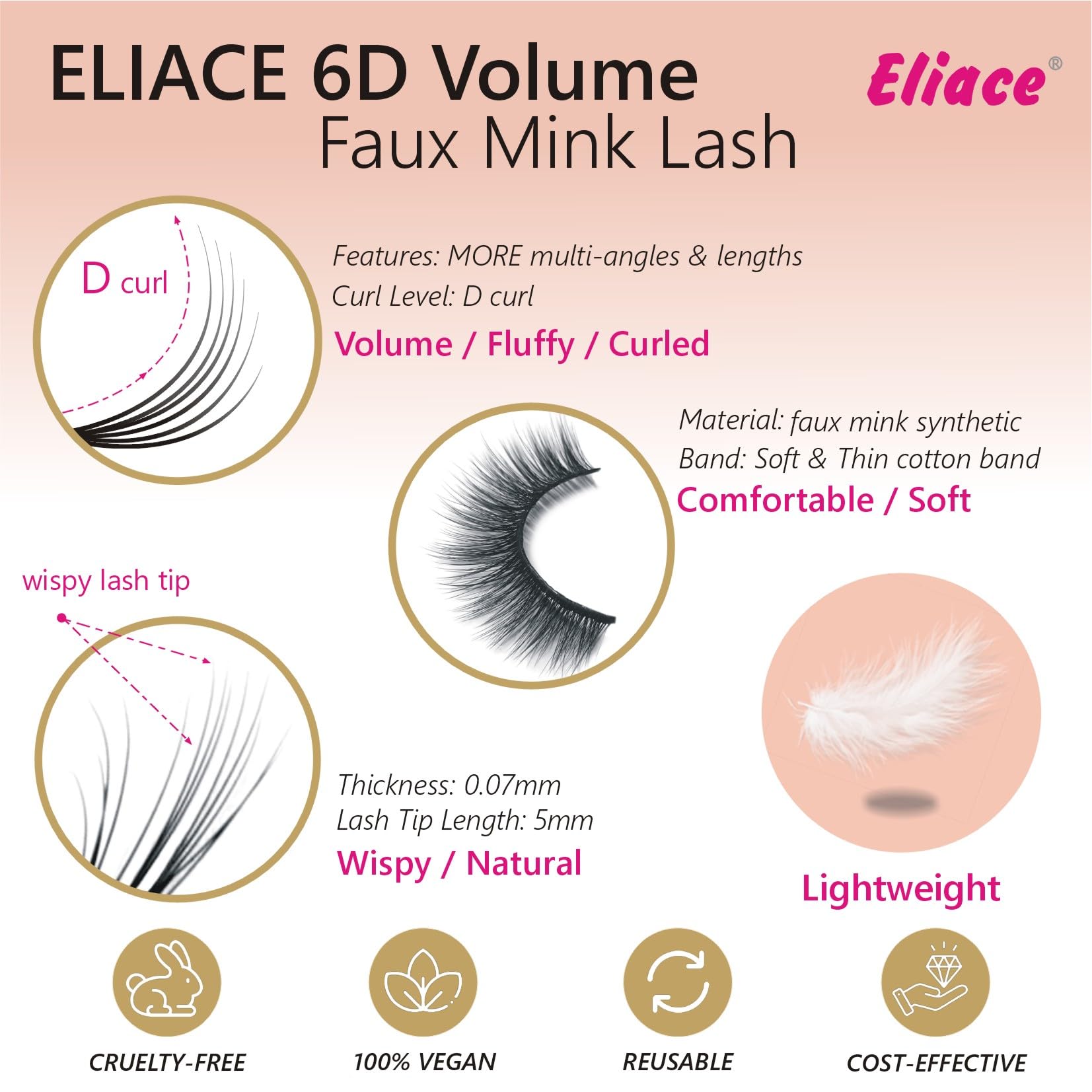 Eliace daily-wear lashes simplify application for beginners and pros.