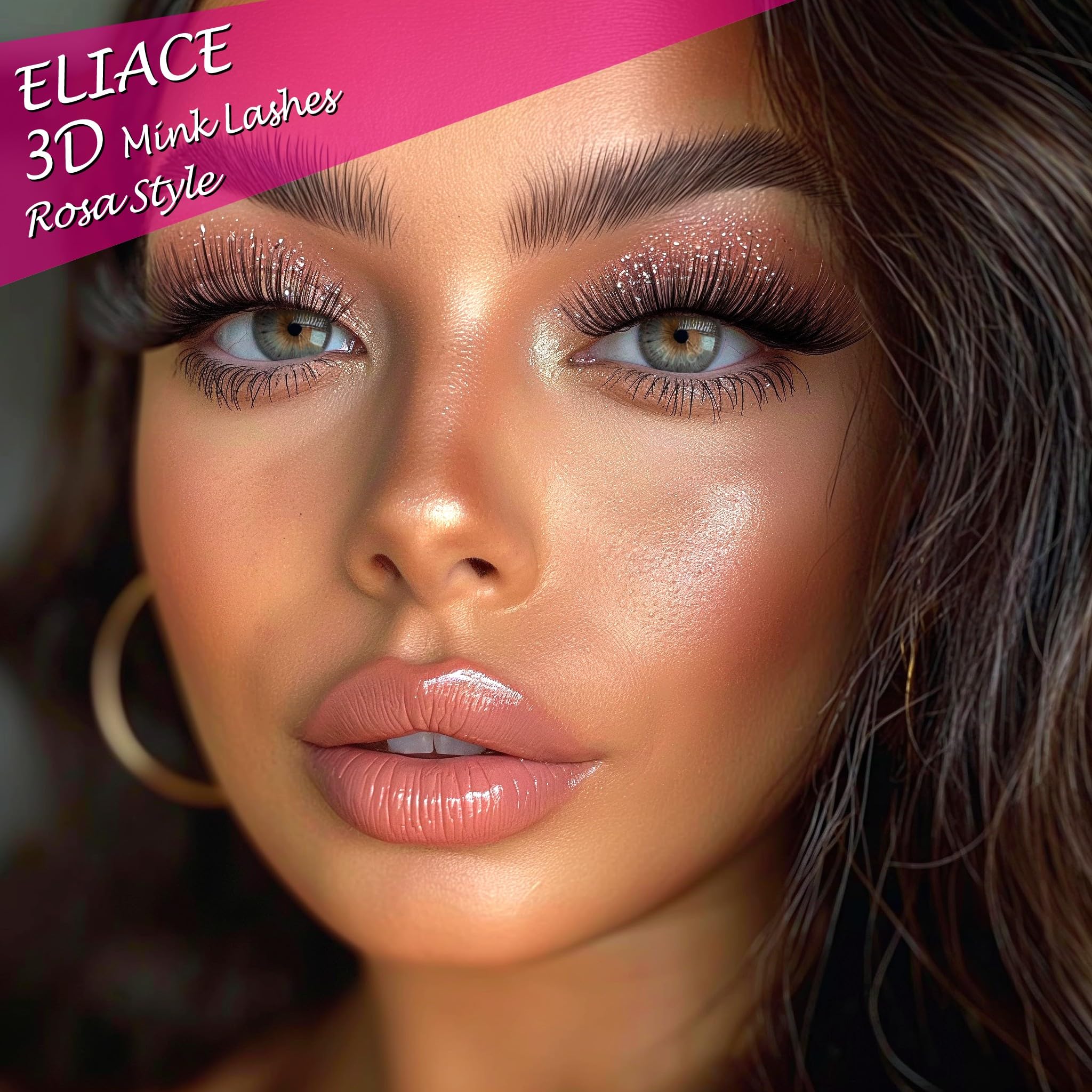Eliace Rosa fluffy 3D mink lashes add soft volume for special occasions.