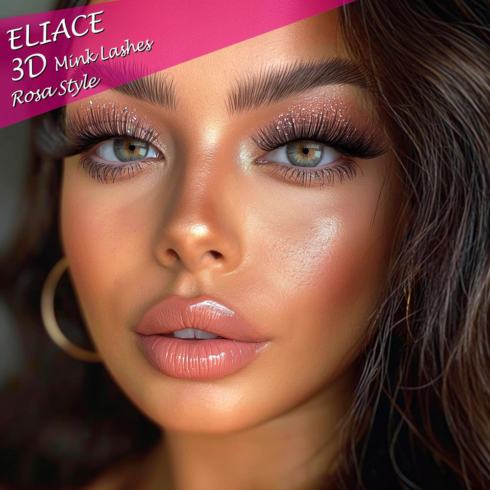 Eliace Rosa fluffy 3D mink lashes add soft volume for special occasions.