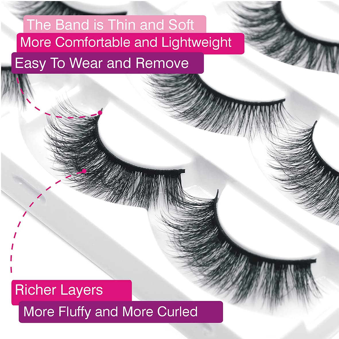 Eliace soft cotton-band lashes ensure comfortable wear all day.