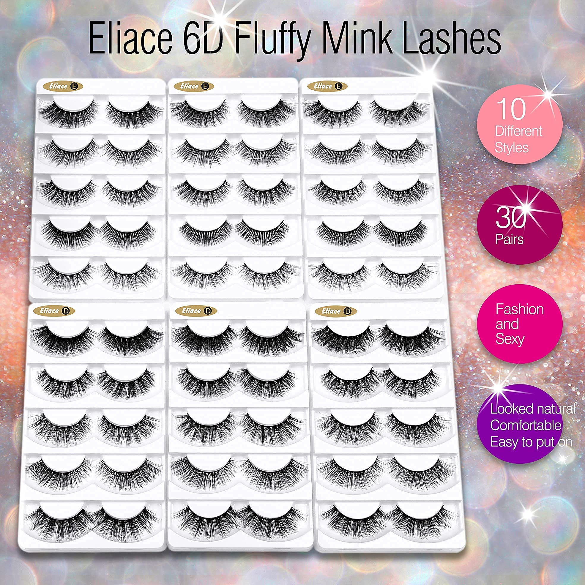 Eliace wispy lash strips create natural lift for eye-opening looks.