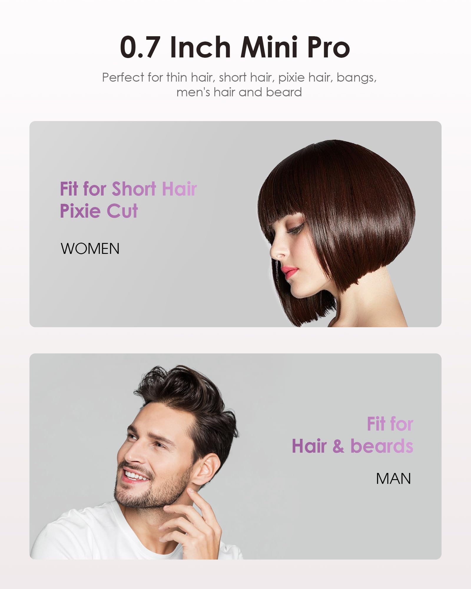 Elilier Mini Ceramic Flat Iron 2-in-1 for bangs and short hair.