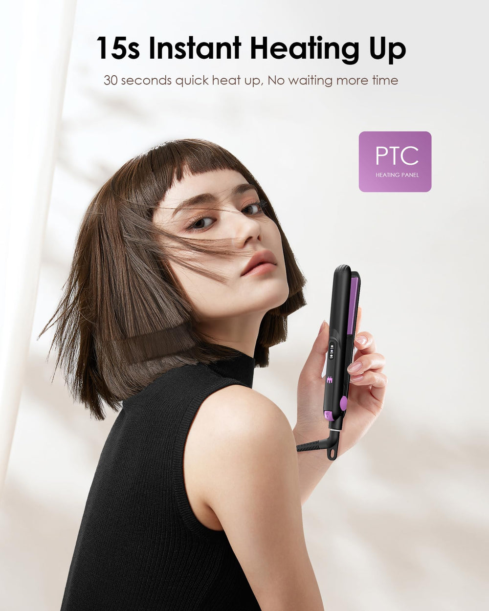 Elilier Mini Ceramic Flat Iron heats quickly for fast styling results.