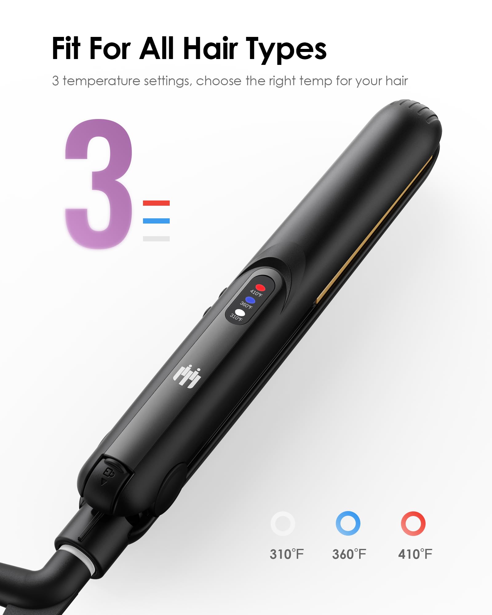 Elilier Mini Flat Iron with three temperature settings for versatile bangs.