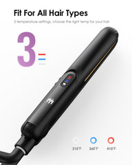 Elilier Mini Flat Iron with three temperature settings for versatile bangs.