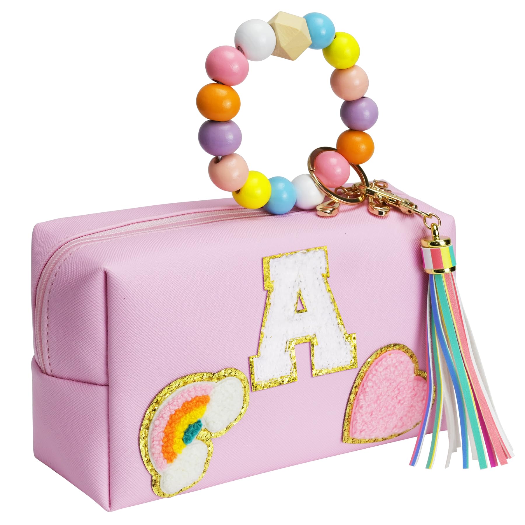 Elilier patch-design makeup bag with initials for stylish daily use.