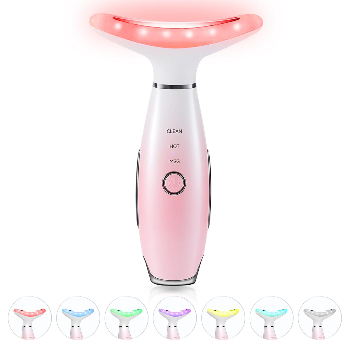 ELISHINE 7-color neck and face massager pink in-hand for at-home skin care