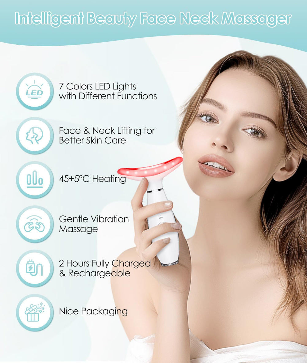 ELISHINE 7Color Neck Face Massager front-angle view highlighting portable design for skin care