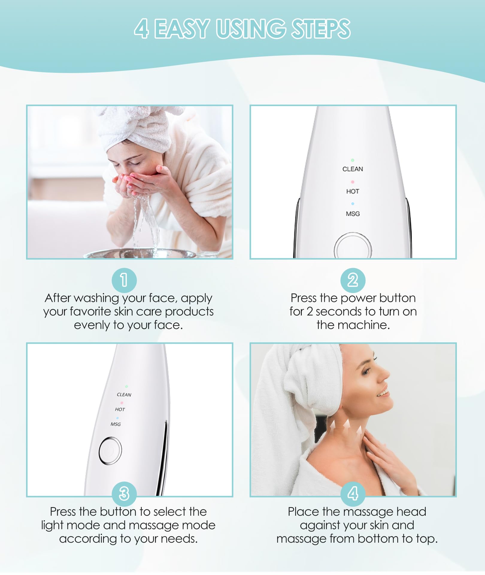 ELISHINE 7Color Neck Face Massager USB-C cable included for easy charging