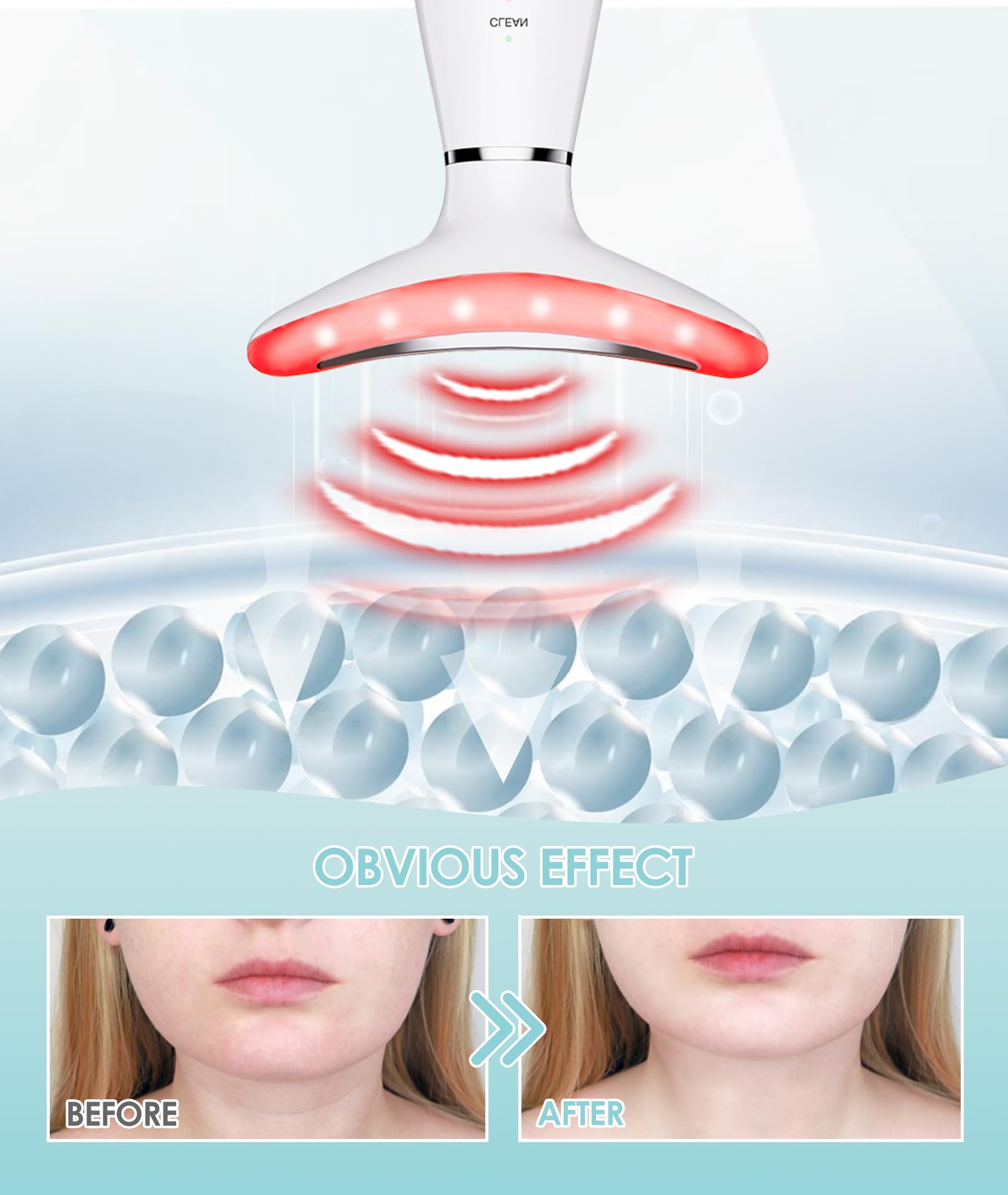 ELISHINE 7Color Neck Face Massager warm mode demonstrates gentle thermal comfort