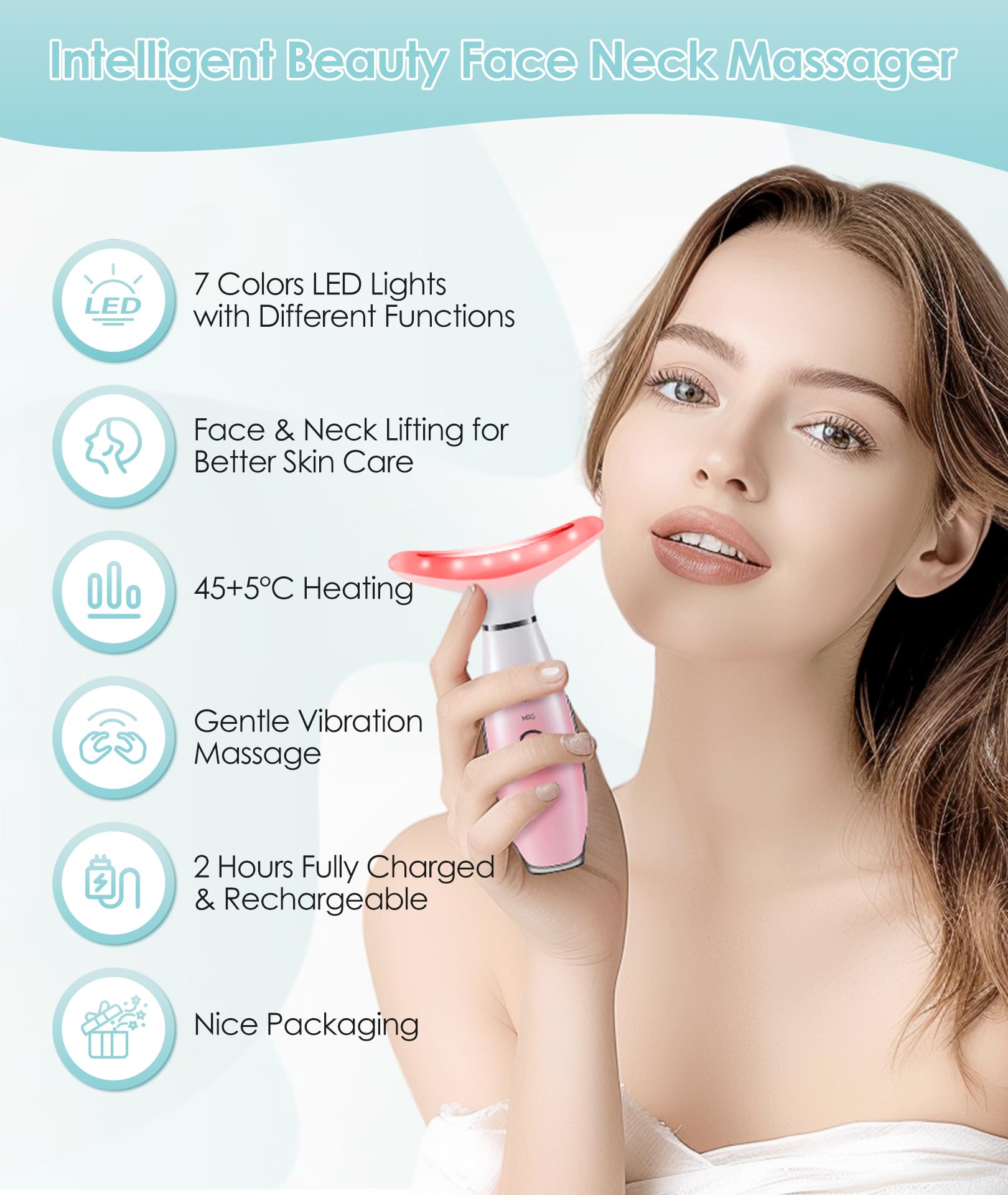 ELISHINE face massager vibrating thermals shown in use for rejuvenating routines